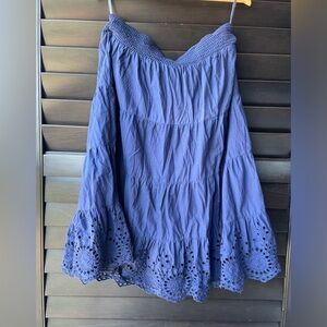 💥SALE💥 Style Co Embroidered Navy Blue Peasant Boho Midi Skirt 100%Cotton large